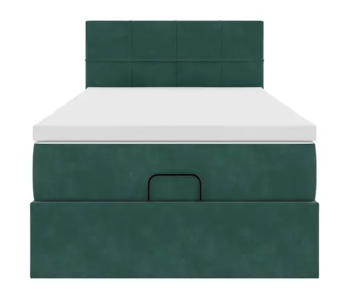 Ottomani Voodiraam Madratsiga, Tumeroheline, 100X200cm Samet