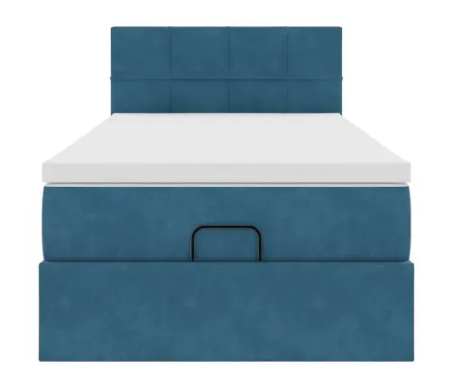 Osmanų Lovos Rėmas Su Čiužiniu, Mėlynas, 100X200cm Aksomas