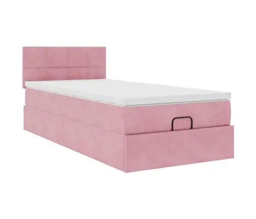 Osmaņu Gultas Rāmis Ar Matrača Rozā 100X200Cm Samts Vidaxl