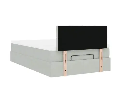 Osmaņu Gulta Ar Matraci&Leds, Gaiši Pelēks, 120X190 Cm, Samts Vidaxl