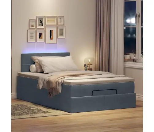 Osmaņu Gulta Ar Matraci&Leds, Tumši Pelēks, 120X190 Cm, Samts Vidaxl