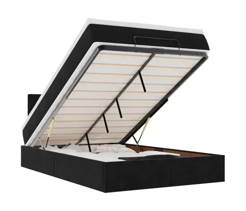 Osmaņu Gulta Ar Matraci&Leds, Melns, 120X190 Cm, Samts Vidaxl