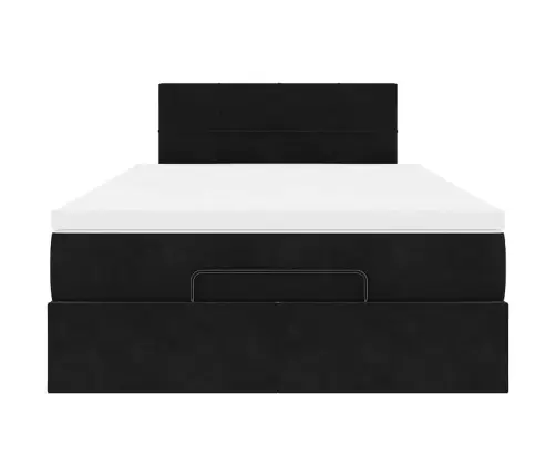 Osmaņu Gulta Ar Matraci&Leds, Melns, 120X190 Cm, Samts Vidaxl