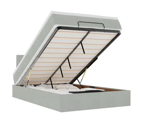 Ottomani Voodiraam Madratsiga, Helehall, 120X200cm Samet