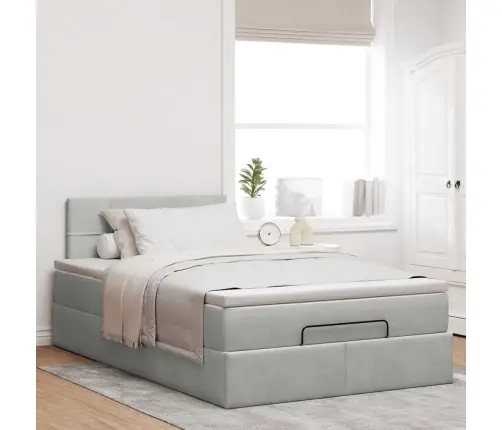 Ottomani Voodiraam Madratsiga, Helehall, 120X200cm Samet