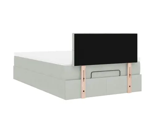 Ottomani Voodiraam Madratsiga, Helehall, 120X200cm Samet