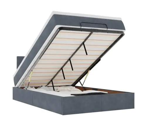 Osmanų Lovos Rėmas Su Čiužiniu, Pilkas, 120X200cm Aksomas