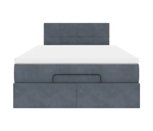 Osmanų Lovos Rėmas Su Čiužiniu, Pilkas, 120X200cm Aksomas