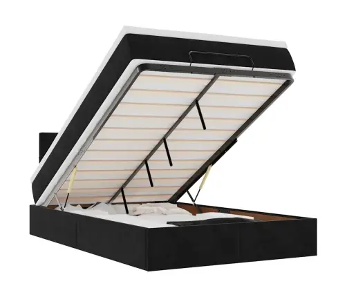 Osmanų Lovos Rėmas Su Čiužiniu, Juodas, 120X200cm Aksomas