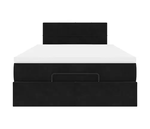 Osmanų Lovos Rėmas Su Čiužiniu, Juodas, 120X200cm Aksomas