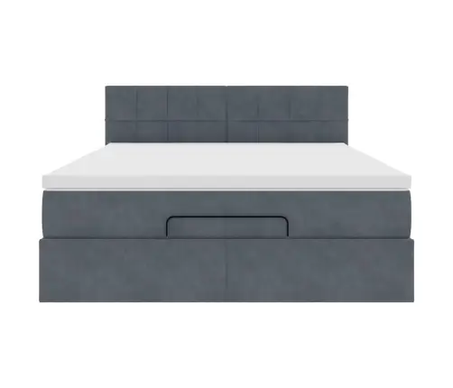 Osmanų Lovos Rėmas Su Čiužiniu, Pilkas, 140X190cm Aksomas