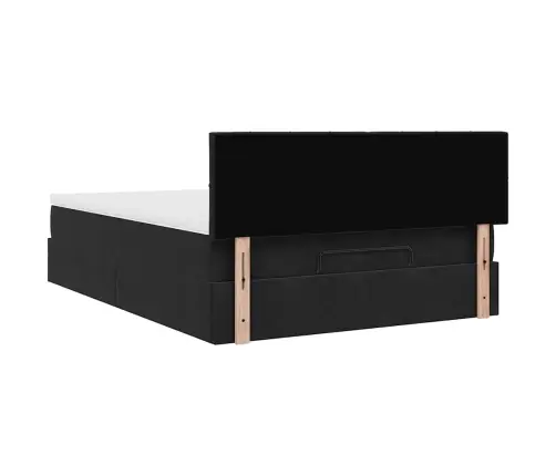 Osmaņu Gulta Ar Matraci & Leds, Melns, 140X190 Cm, Samts Vidaxl