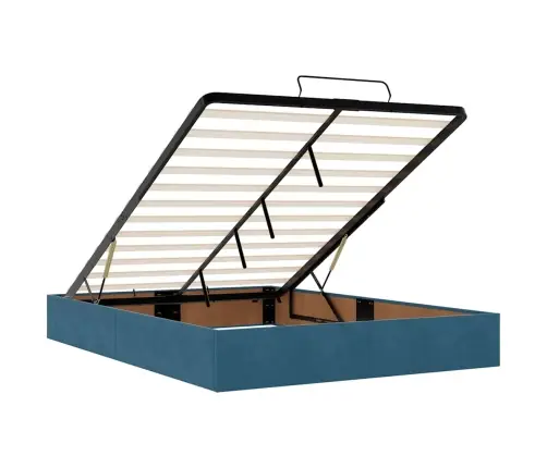 Osmaņu Gulta Ar Matraci & Leds, Tumši Zils, 140X190Cm, Samts Vidaxl