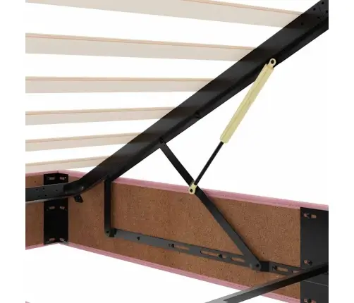 Ottomani Voodi Madratsiga Ja Led, Roosa, 140X190cm Samet