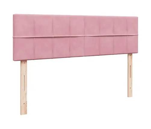 Ottomani Voodi Madratsiga Ja Led, Roosa, 140X190cm Samet