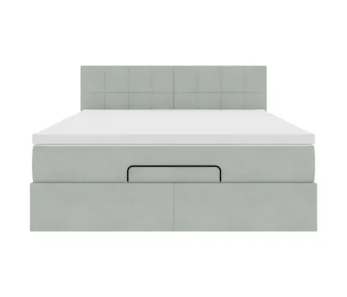 Osmaņu Gulta Ar Matraci & Leds, Gaiši Pelēks, 140X200Cm, Samts Vidaxl