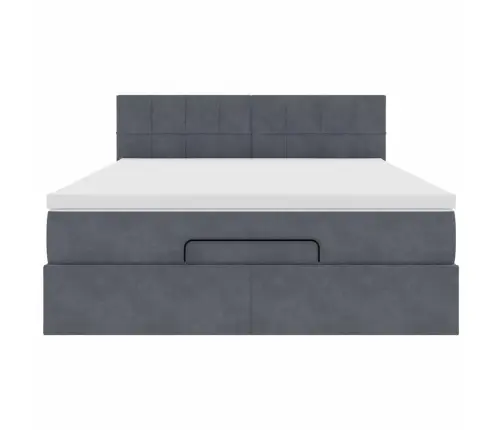 Osmanų Lova Su Čiužiniu Ir Led Tamsiai Pilka 140X200Cm Velvet