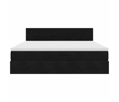 Osmaņu Gultas Rāmis Ar Matrača&Led Melns 160X200Cm Velvet Vidaxl