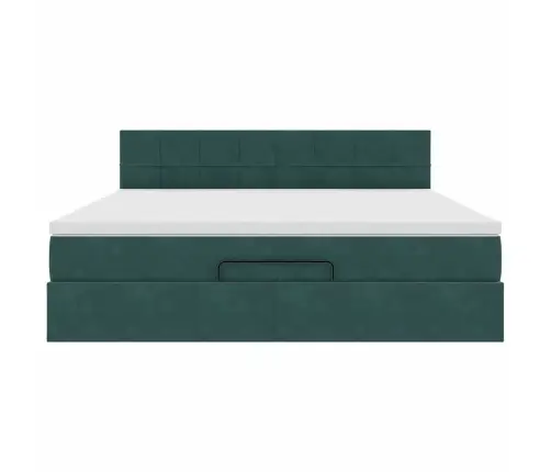 Ottomani Voodiraam Madratsiga, Tumeroheline, 160X200 cm Samet