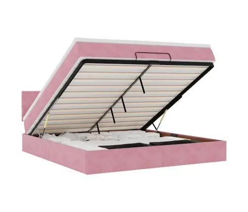 Osmaņu Gulta Ar Matraci & Leds, Rozā, 160X200Cm, Samts Vidaxl