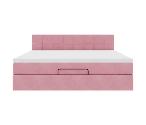 Osmaņu Gulta Ar Matraci & Leds, Rozā, 160X200Cm, Samts Vidaxl