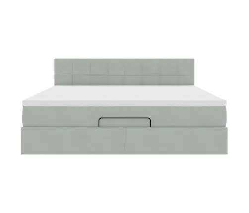 Osmaņu Gulta Ar Matraci & Leds, Gaiši Pelēks, 180X200Cm, Samts Vidaxl