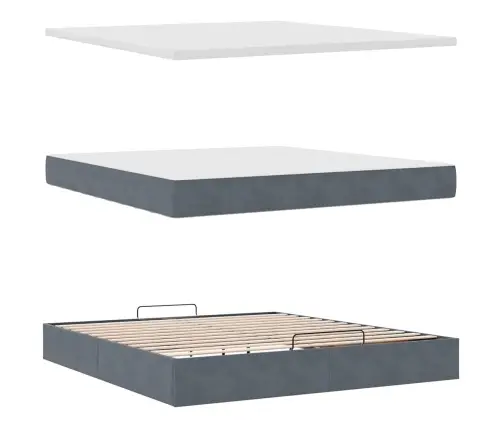 Osmaņu Gultas Rāmis Ar Matrača Tumši Pelēks 180X200 Cm Samts Vidaxl