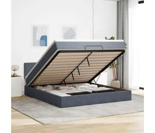 Osmaņu Gultas Rāmis Ar Matrača Tumši Pelēks 180X200 Cm Samts Vidaxl