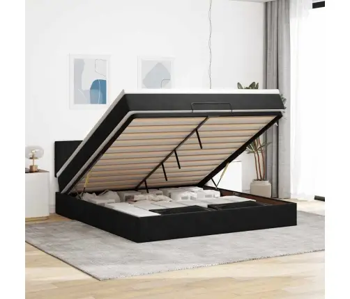 Osmaņu Gultas Rāmis Ar Matrača Melns 180X200Cm Samts Vidaxl