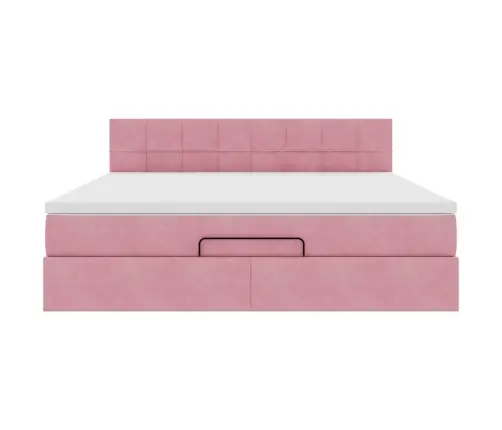 Osmaņu Gulta Ar Matraci & Leds, Rozā, 180X200Cm, Samts Vidaxl