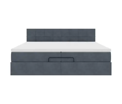 Osmaņu Gultas Rāmis Ar Matračiem Tumši Pelēks 200X200Cm Audums Vidaxl