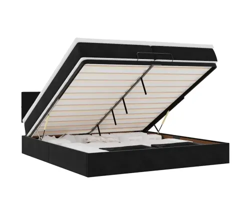 Osmaņu Gultas Rāmis Ar Matračiem Melns 200X200Cm Audums Vidaxl