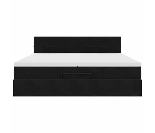 Osmaņu Gultas Rāmis Ar Matračiem Melns 200X200Cm Audums Vidaxl