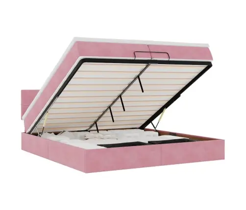 Osmaņu Gultas Rāmis Ar Matračiem Rozā 200X200Cm Audums Vidaxl