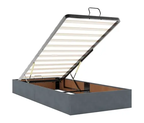 Osmanų Lovos Rėmas Su Čiužiniu, Pilkas, 80X200cm Aksomas