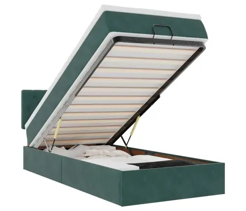 Osmaņu Gulta Ar Matraci & Leds, Tumši Zaļš, 80X200 Cm, Samts Vidaxl