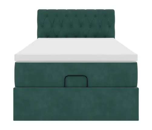 Osmaņu Gulta Ar Matraci & Leds, Tumši Zaļš, 80X200 Cm, Samts Vidaxl