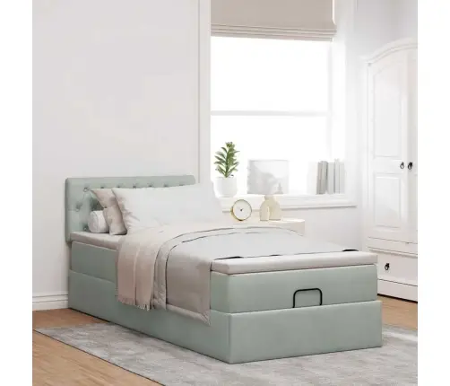 Osmaņu Gultas Rāmis Ar Matrača Gaiši Pelēks 90X190Cm Samts Vidaxl