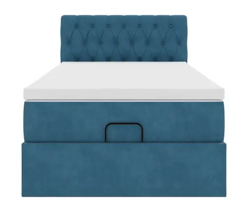 Osmaņu Gultas Rāmis Ar Matrača Tumši Zils 90X190Cm Samts Vidaxl