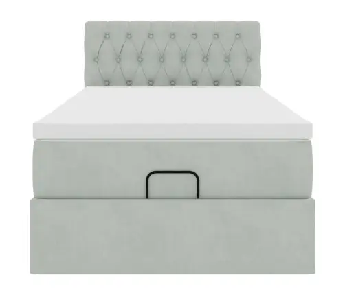 Ottomani Voodiraam Madratsiga, Helehall, 90X200cm Samet