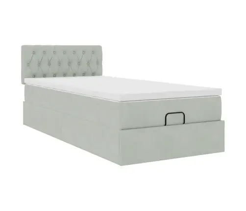 Osmaņu Gultas Rāmis Ar Matrača Gaiši Pelēks 100X200Cm Samts Vidaxl