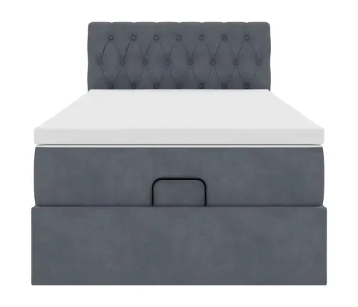 Osmanų Lovos Rėmas Su Čiužiniu, Pilkas, 100X200cm Aksomas