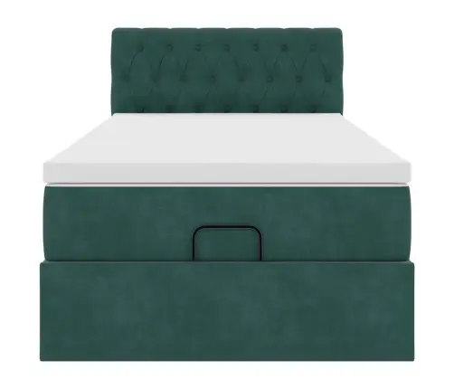 Ottomani Voodiraam Madratsiga, Tumeroheline, 100X200cm Samet