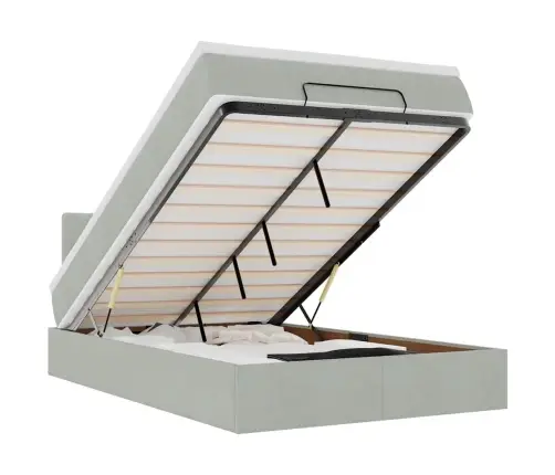 Osmanų Lova Su Čiužiniu Ir Led, Šviesiai Pilkas, 120X190Cm