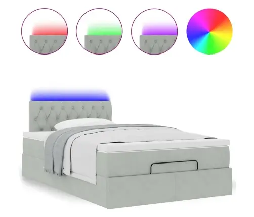 Osmanų Lova Su Čiužiniu Ir Led, Šviesiai Pilkas, 120X190Cm