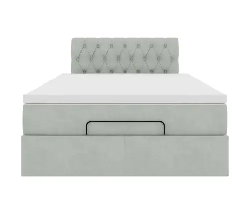 Osmanų Lova Su Čiužiniu Ir Led, Šviesiai Pilkas, 120X190Cm