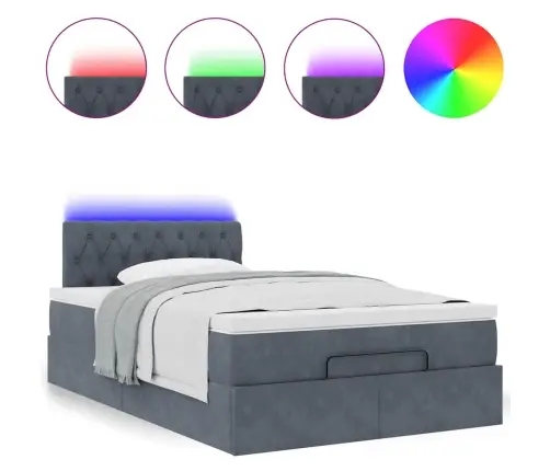 Osmaņu Gulta Ar Matraci&Leds, Tumši Pelēks, 120X190 Cm, Samts Vidaxl