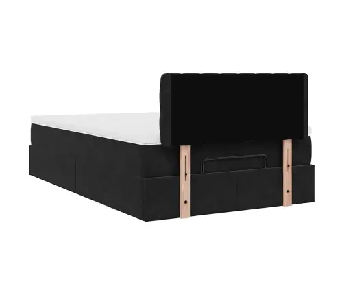 Ottomani Voodi Madratsi Ja Led, Must, 120X190cm Samet