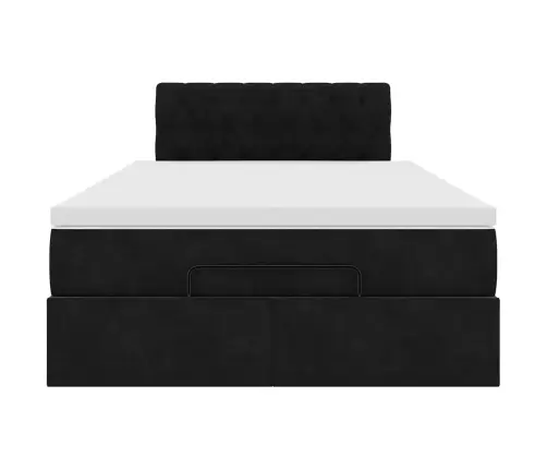 Ottomani Voodi Madratsi Ja Led, Must, 120X190cm Samet