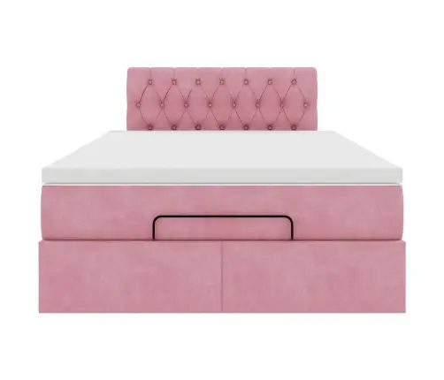 Osmaņu Gulta Ar Matraci&Leds, Rozā, 120X190 Cm, Samts Vidaxl